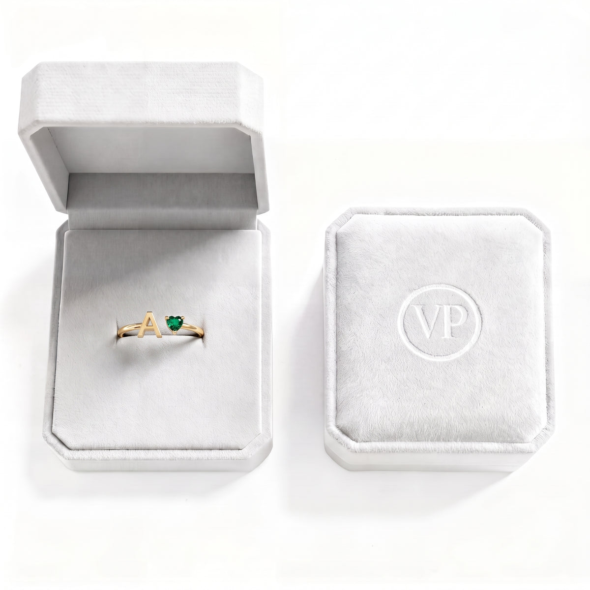 Adjustable Initial Birthstone Ring "Iris"